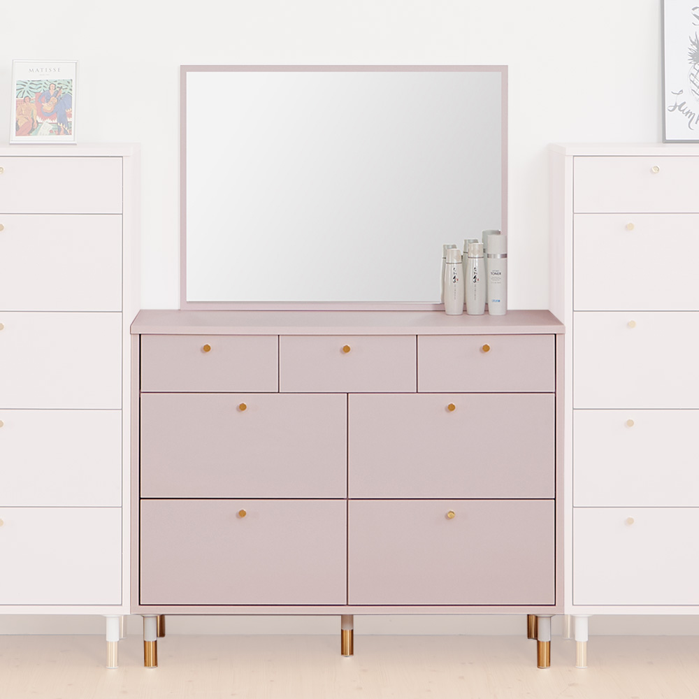 스코나 랜돌프 1000 골드 3단 콘솔 화장대 세트(사각거울)