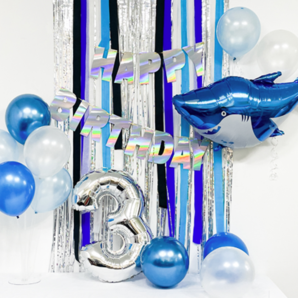 [브로키] 생일파티 풍선 세트 이벤트 용품 바다테마 (그라데이션블루) - 상세 이미지 4