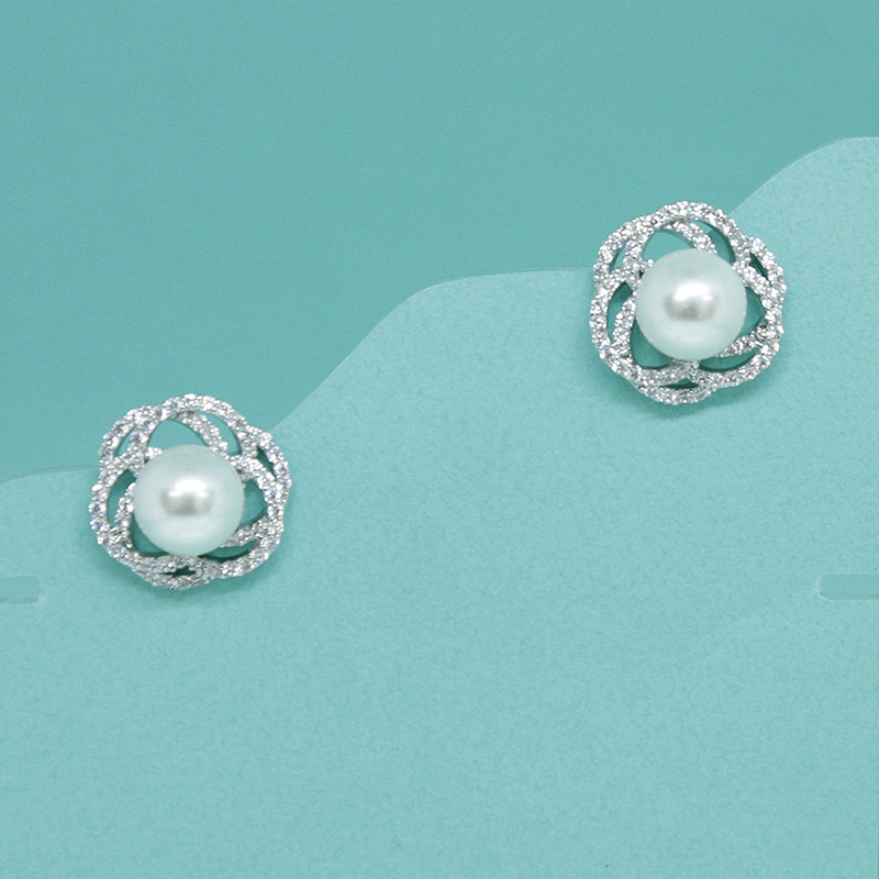 까멜리아 마드리드펄 진주 큐빅 귀걸이 Earrings - 상품 이미지