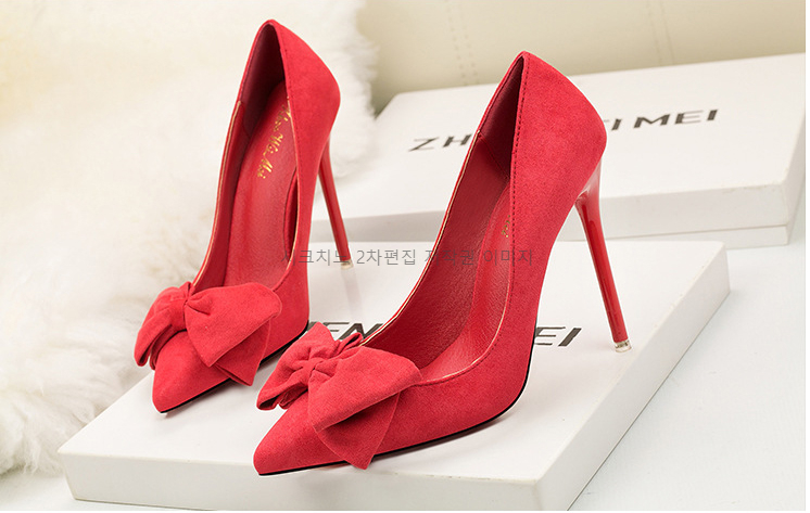 레시스 11cm 스웨이드 리본 구두 하이힐 6color 상세 이미지 2
