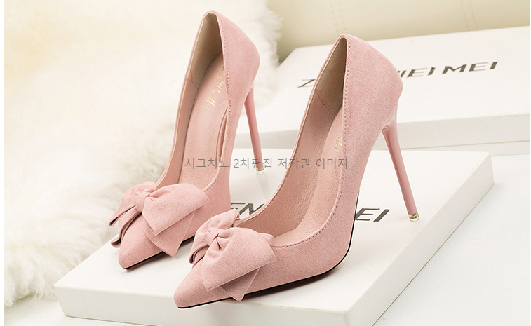 레시스 11cm 스웨이드 리본 구두 하이힐 6color 상세 이미지 6