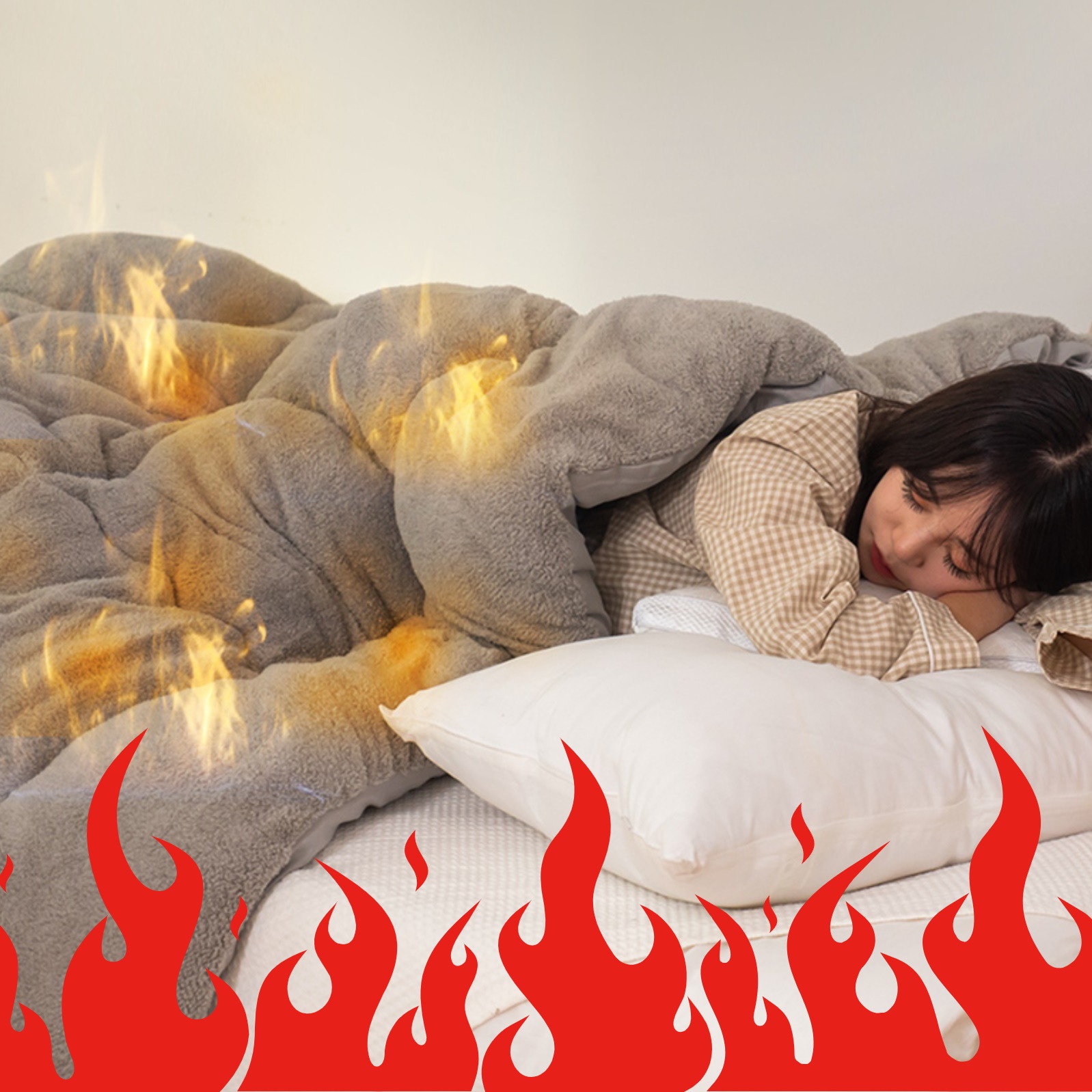 한겨울 이불 겨울 두꺼운 이불 발열 침구 양털 극세사 이불