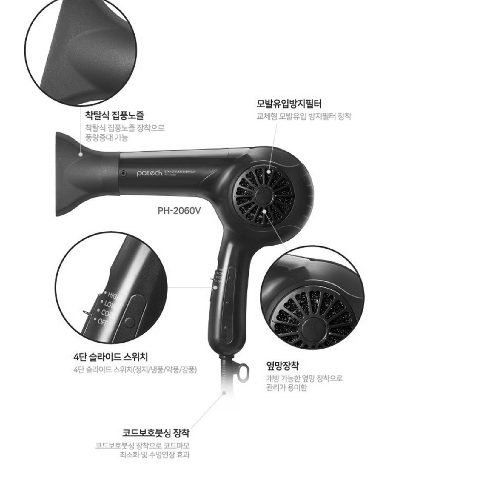 업소용헤어드라이기 초강력드라이기 전문가용 저소음 가벼운 조용한 드라이기 - 상세 이미지 4