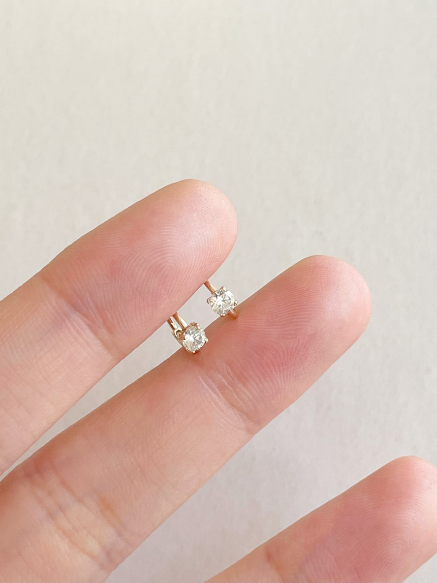 韓國食品-[Leang] 14k Basic Cubic Mini One-Touch Ring Earrings/ 6 mm Ear wheel ring piercing