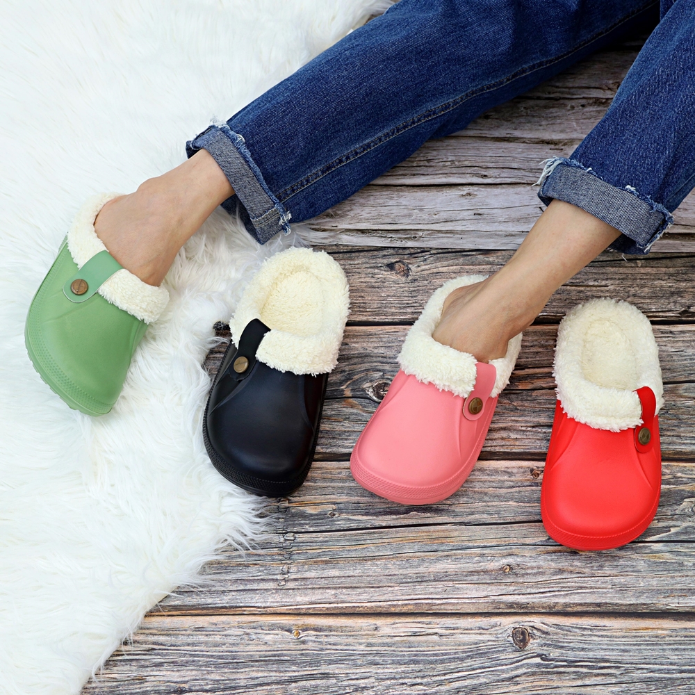 털슬리퍼 여성 남성 커플 캠핑 겨울 사무실 학교 퍼 양털 슬리퍼 라운드 옐로우