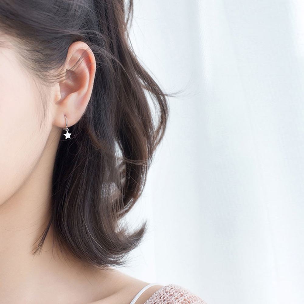 슬림 미니 스타 별 원터치 링 실버 925 귀걸이 E109 - 상세 이미지 4