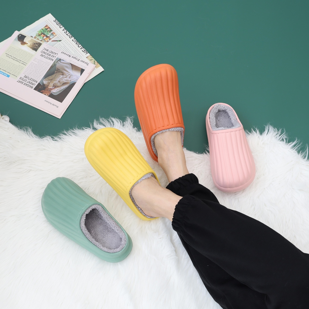 털슬리퍼 여성 남성 커플 캠핑 겨울 사무실 학교 퍼 양털 슬리퍼 라운드 옐로우