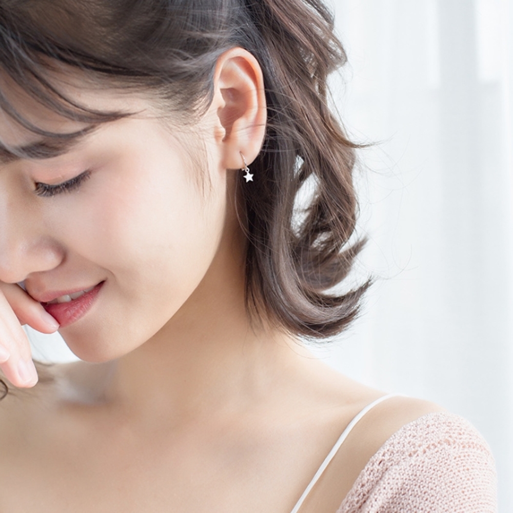 슬림 미니 스타 별 원터치 링 실버 925 귀걸이 E109 - 상세 이미지 2