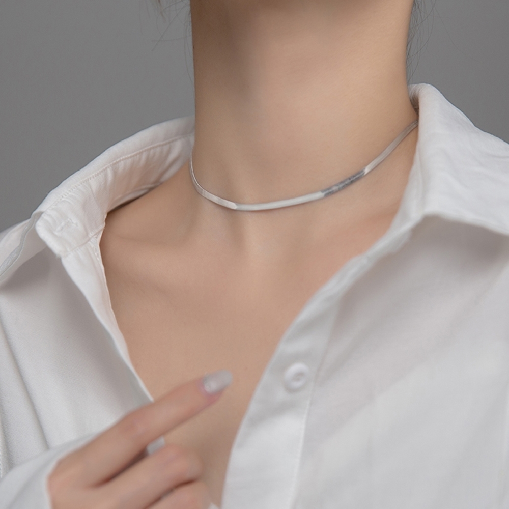 기본 심플 실크 체인 뱀줄 레이어드 실버 925 목걸이 N040 - 메인 이미지