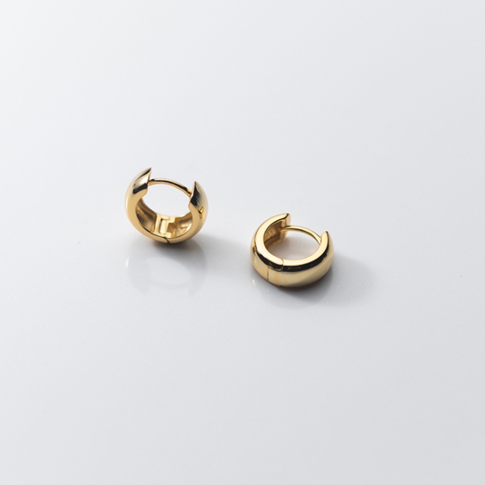 볼륨 서클 플랫 원터치 링 실버 925 귀걸이 E094 - 상세 이미지 5