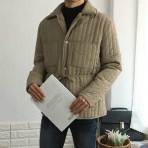 두툼한 캐주얼 댄디 오버핏 단추 세미 웰론 깔깔이 카라 퀄팅 패딩자켓점퍼 착용 후기 | 사이즈/핏 총정리 - 상품 이미지 1