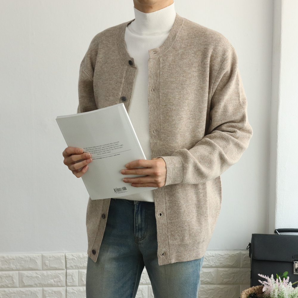 남자가디건 노카라 라운드 캐시미어 가디건 이미지 4