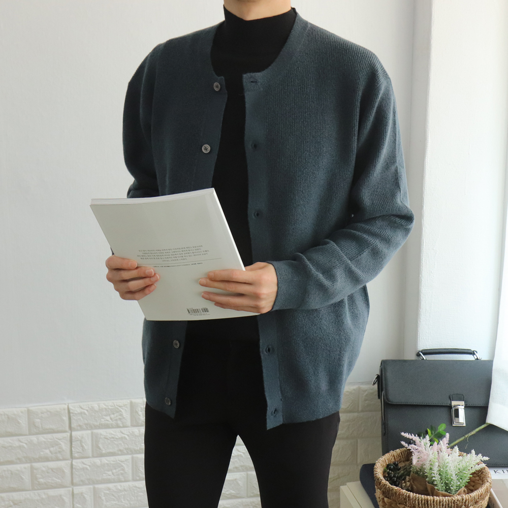 남자가디건 노카라 라운드 캐시미어 가디건 이미지 2