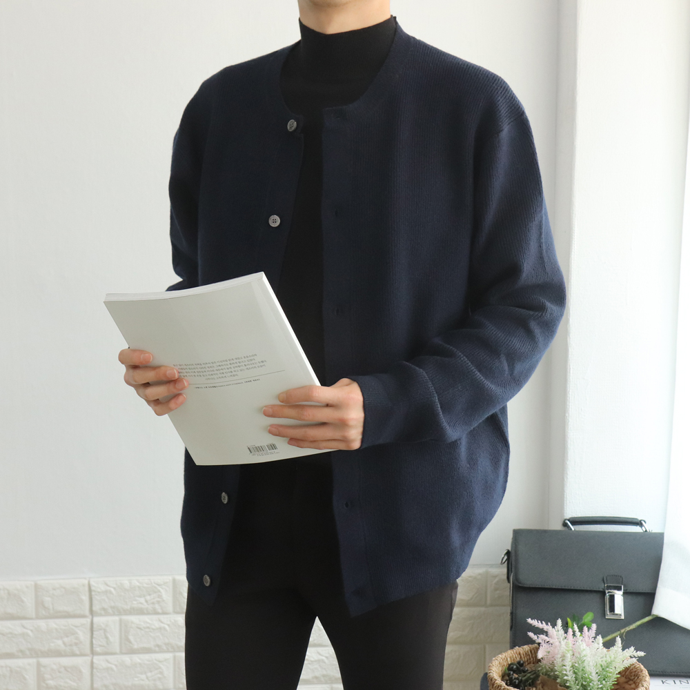 두툼한 울 캐미시어 캐주얼 소프트 스판 오버핏 브이넥 하찌 니트가디건 이미지 2