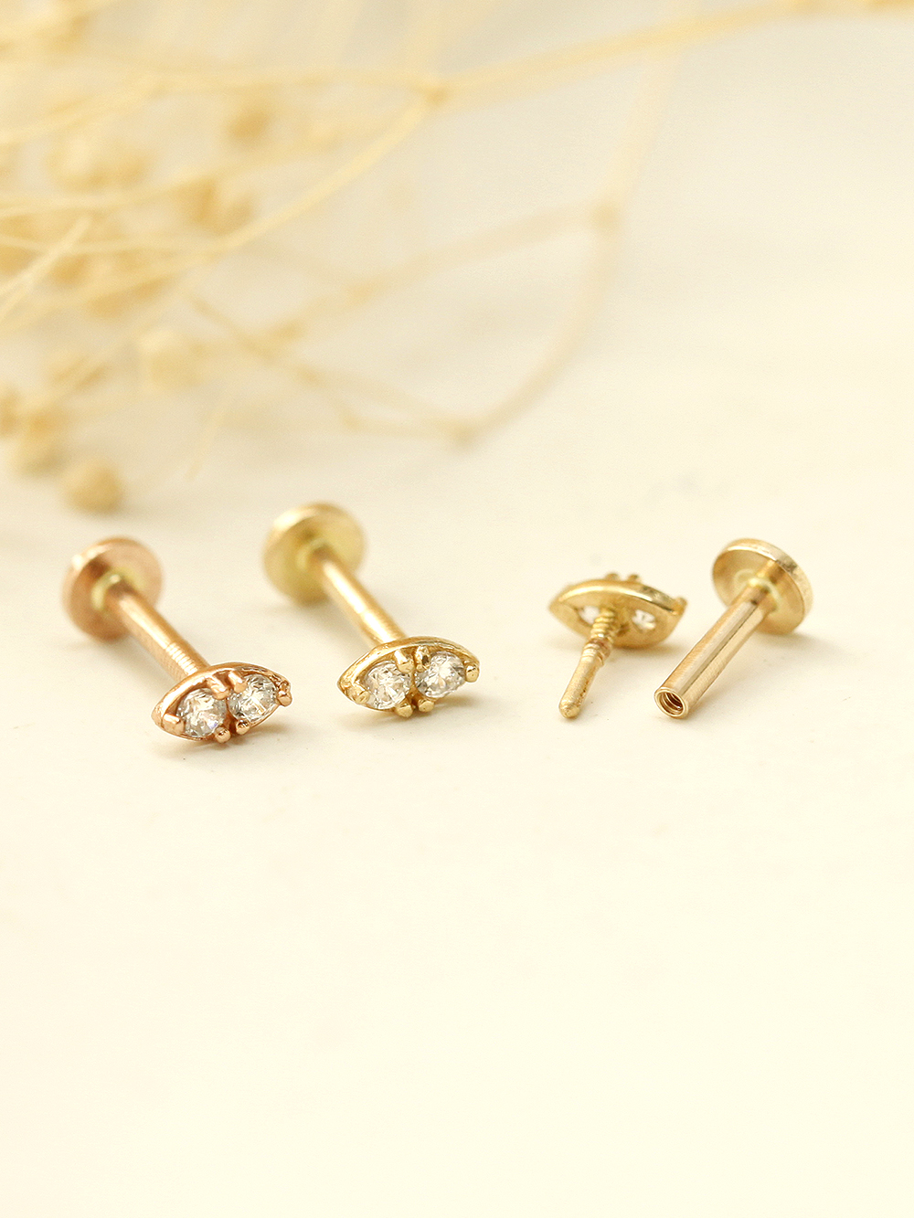 14K 인터널 초미니 더블 큐빅 라블렛 피어싱