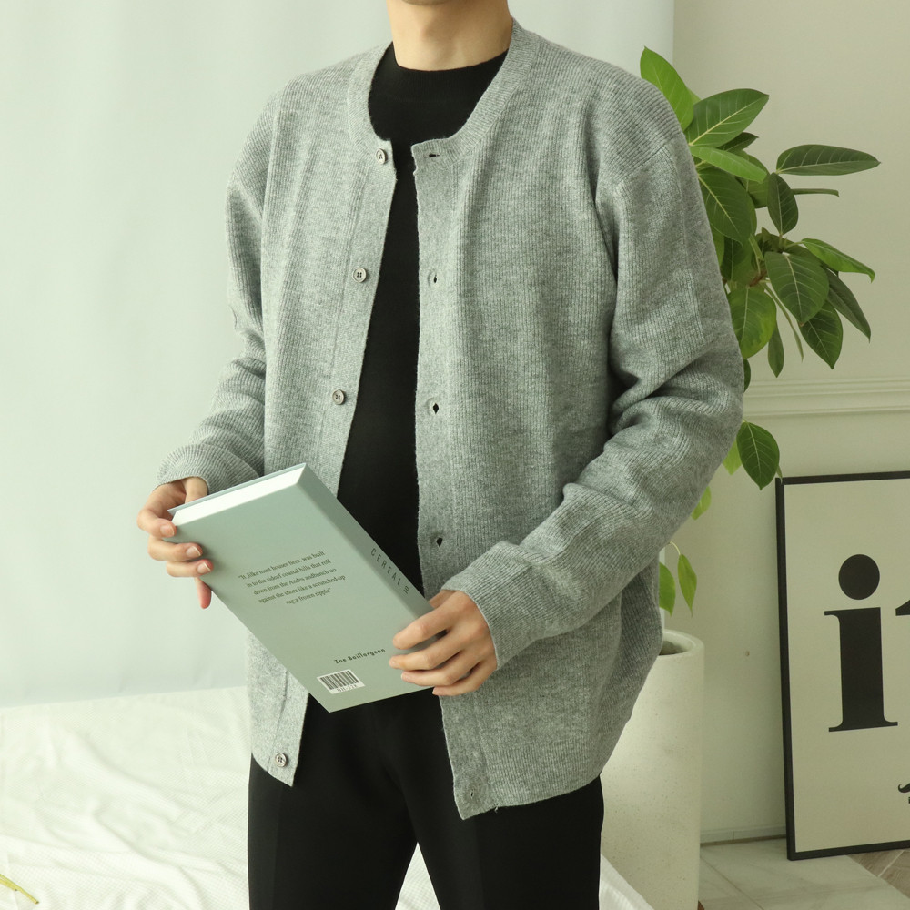 남자가디건 빅사이즈 오버핏 라운드 커플가디건 이미지 3