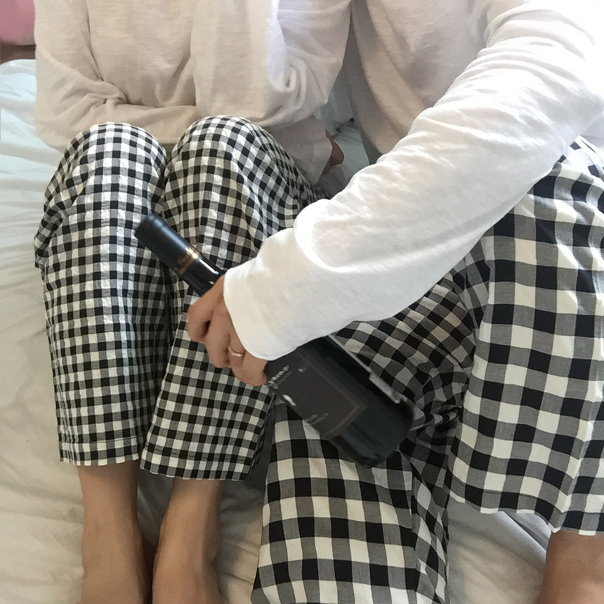 ❤️5만장돌파/당일출고❤️빅사이즈 밴딩 가을 겨울 잠옷바지 체크 커플 파자마  9부 5부 3부 16color 3size 상세 이미지 18