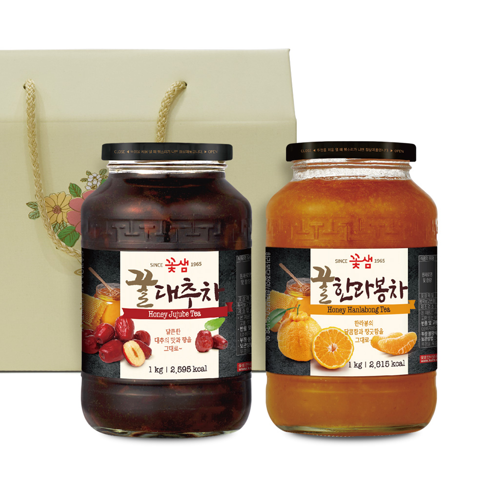 차예마을 대추 한라봉 꿀 과일 청 2종 차선물세트.. - 상품 이미지
