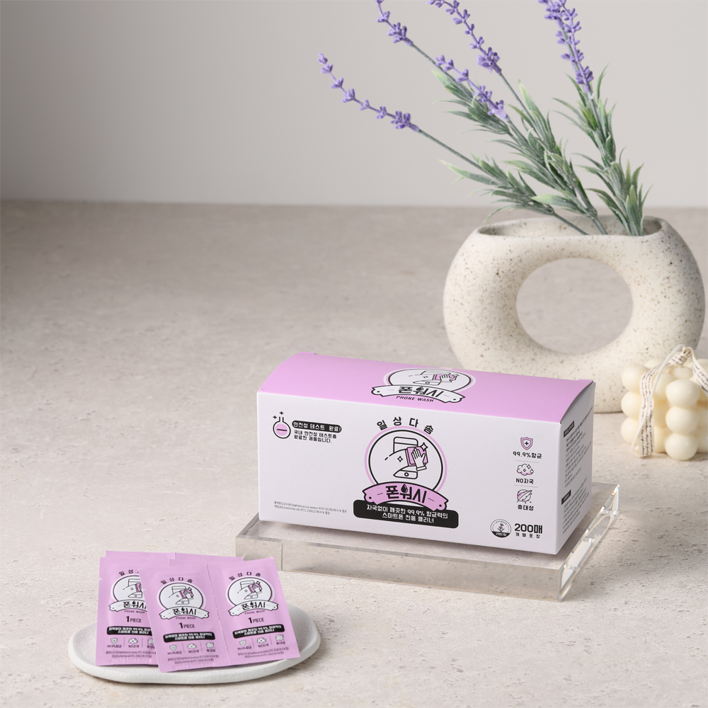 폰워시 스마트폰 클리너 알콜스왑 액정 살균 소독 티슈 라벤더향 200매