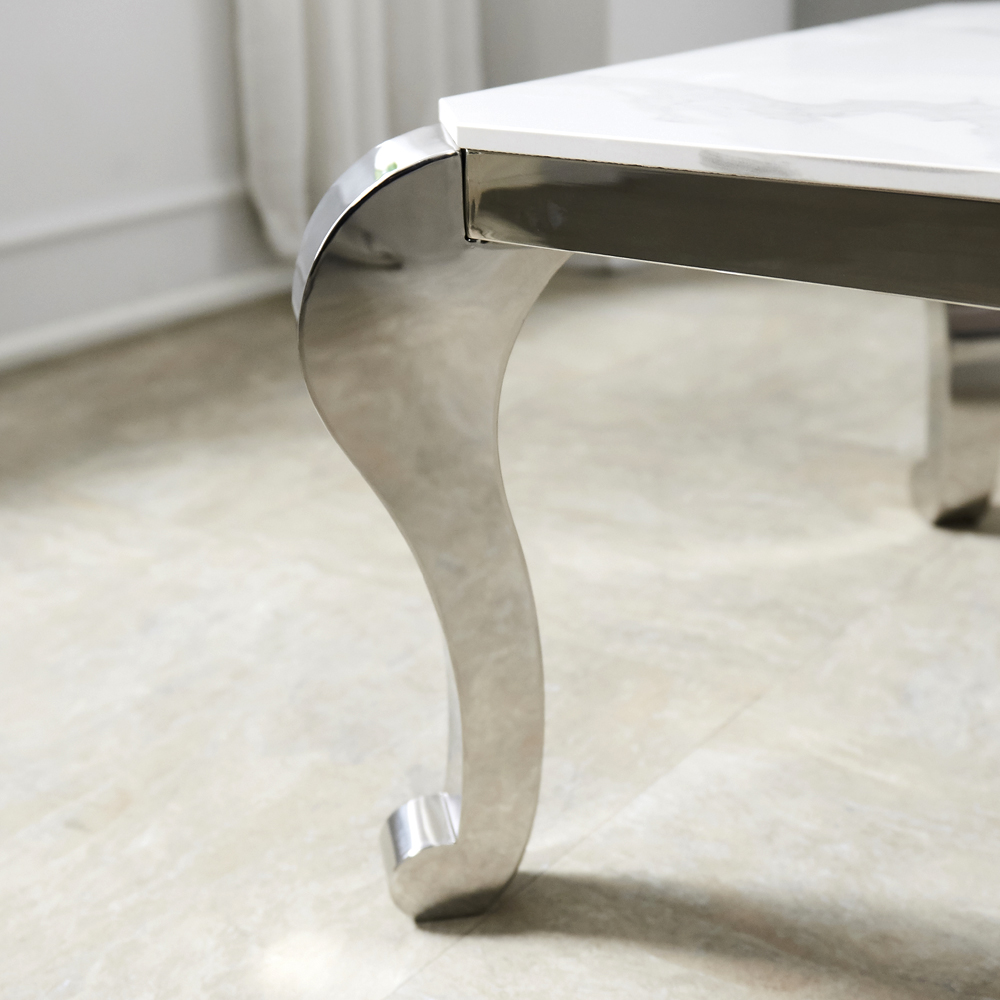 [방문설치] 아르미스 루나 세라믹 스테인레스 거실 소파테이블 좌탁 1300x700mm, 실버