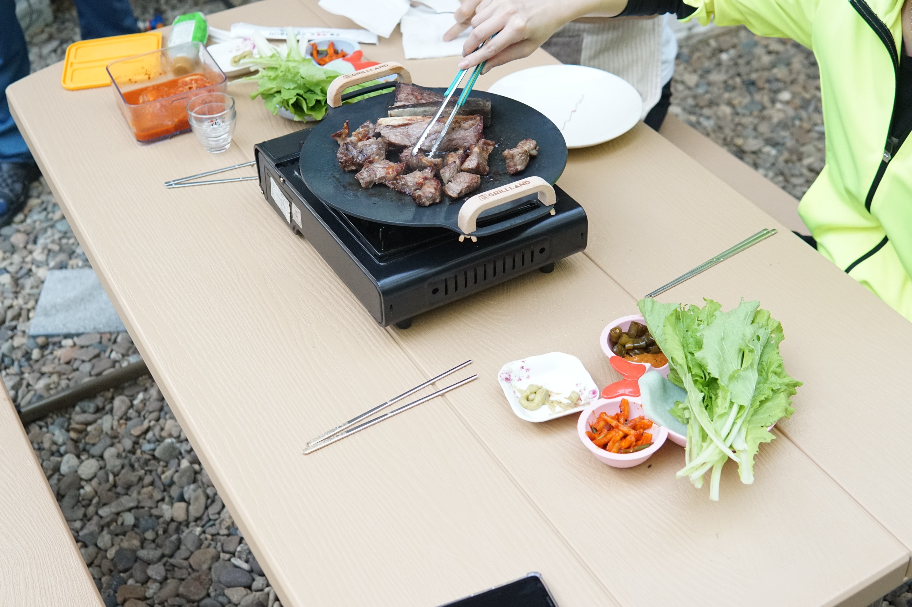 스마트가든테이블 1380 피크닉 야외테이블 파라솔테이블 야외용 접이식 분리형