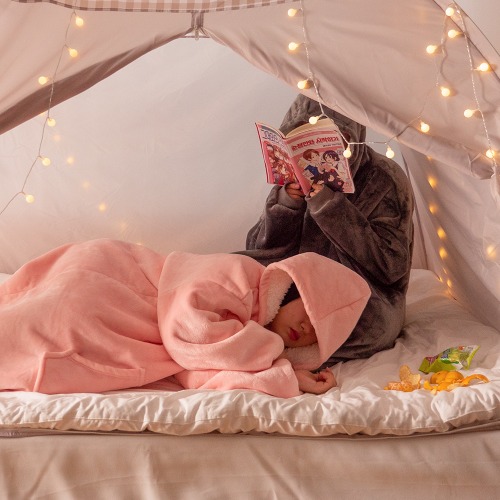 감성 집순이후드담요 극세사 플란넬 밍크담요 입는이불 캠핑 후드블랭킷 상세 이미지 2