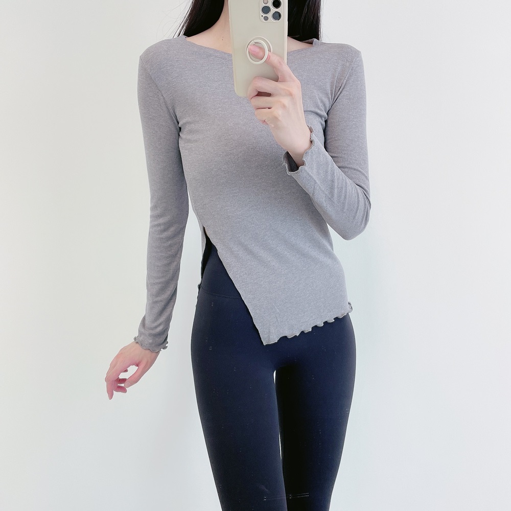로라벨 코어 필라테스복 여성 요가복 필라테스 요가 상의 티셔츠 커버업 운동복 긴팔 복장 - 상세 이미지 3
