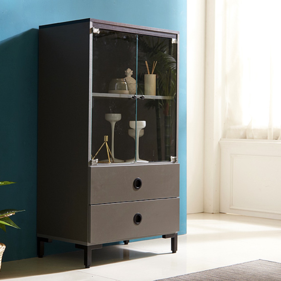 원목 장식장 술장 유리장 유리수납장 담금주 양주 위스키 화이트 트로피 가방 소형 낮은