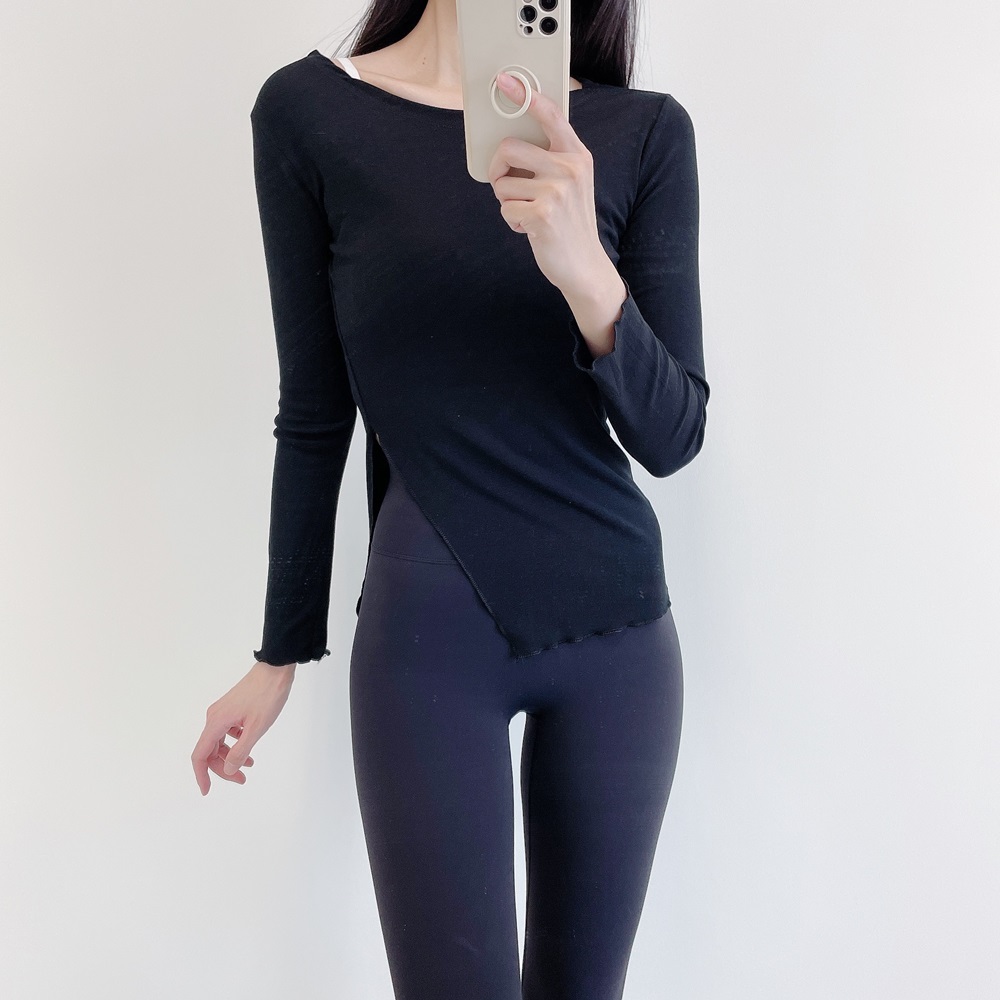 로라벨 코어 필라테스복 여성 요가복 필라테스 요가 상의 티셔츠 커버업 운동복 긴팔 복장 - 상세 이미지 5