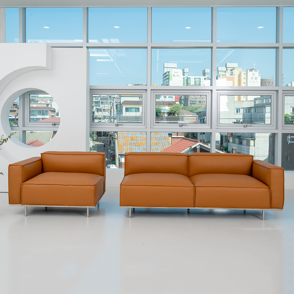 옐로우라이트 PH4 이태리 천연면피 PURE 100% 4인용 가죽모듈소파 전체가죽