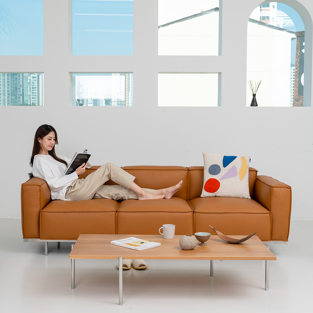 옐로우라이트 PH4 이태리 천연면피 PURE 100% 4인용 가죽모듈소파 전체가죽