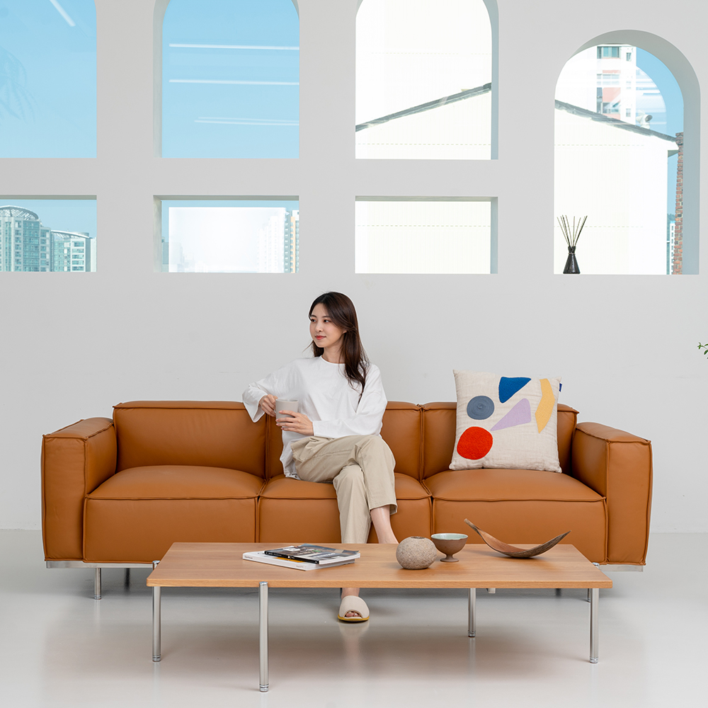 옐로우라이트 PH4 이태리 천연면피 PURE 100% 4인용 가죽모듈소파 전체가죽