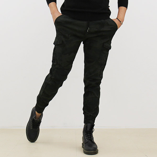 남자 스판 밴드 카모플라쥬 밀리터리 일자 조거바지 - 상세 이미지 4