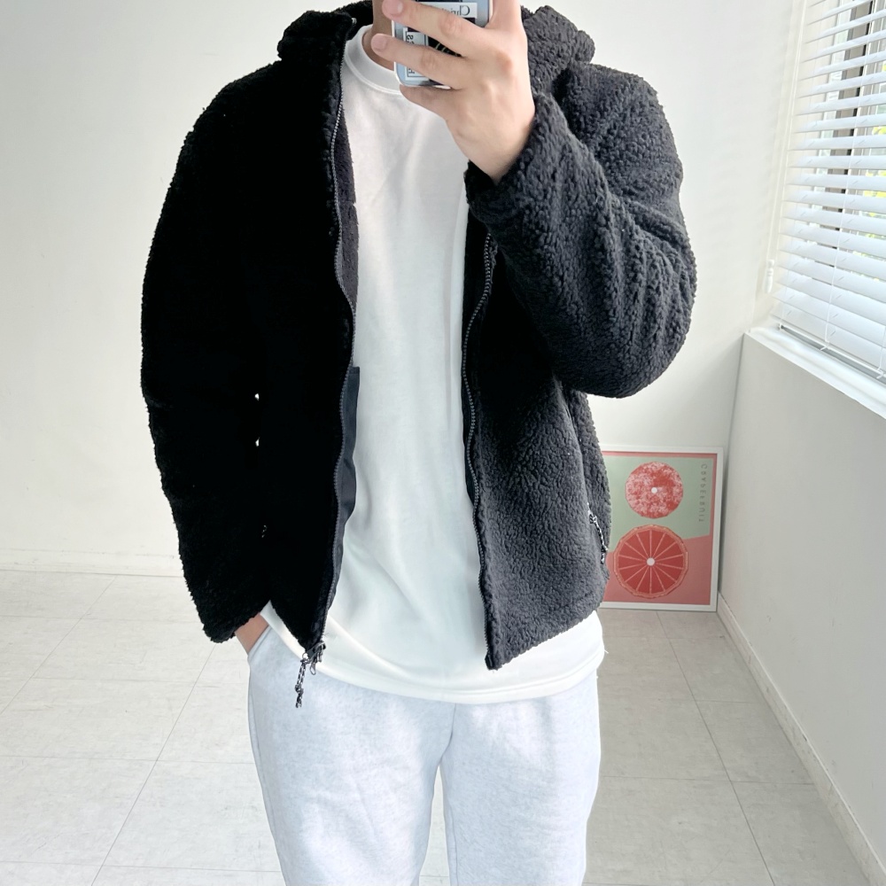 뽀글이후드집업 보아털 양털 밍크후드집업 이미지 4