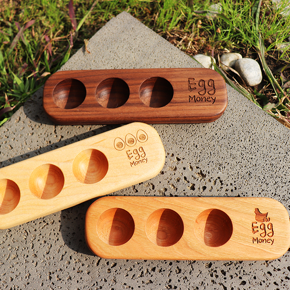 감성모먼트 에그트레이 원목 우드 계란홀더 달걀 받침대 정리 보관함 에그머니 3구 직사각