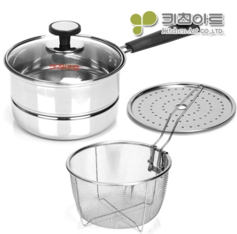 키친아트 파스타냄비 스텐 국수 냄비 스파게티 면 삶는 미니 찜솥 16cm - 상세 이미지 5