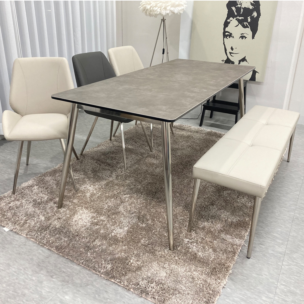 식탁연구소 클래시 6인용 세라믹식탁 세트 이태리 포세린 의자3 벤치