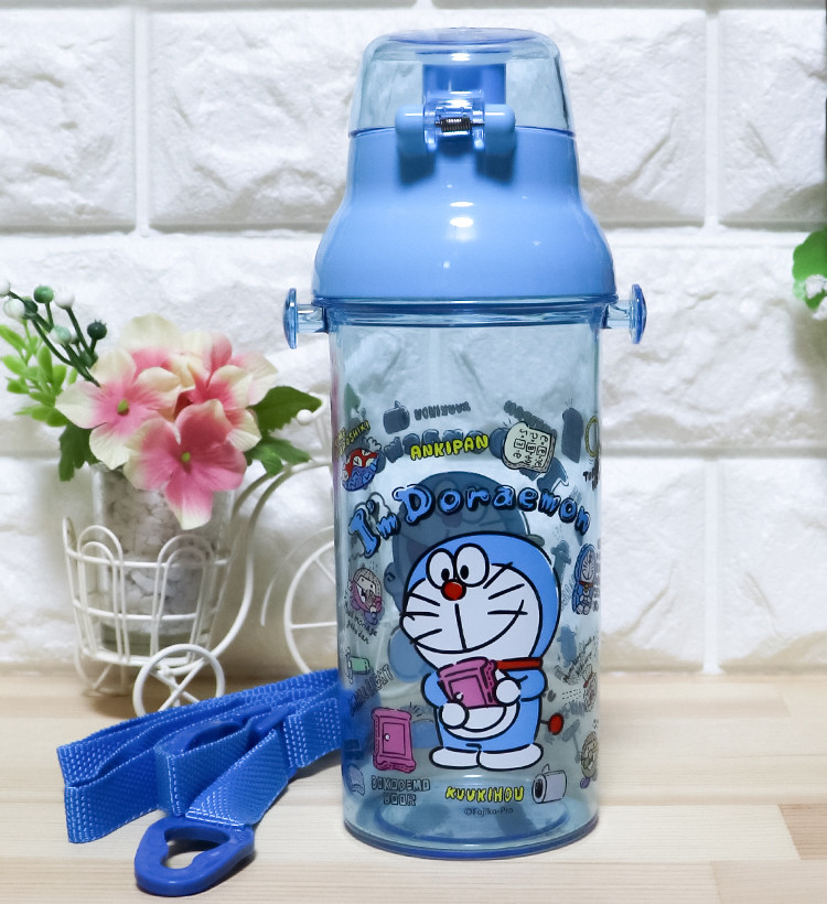 스케이터 도라에몽 캐릭터 식기세척기 대응 드링킹 타입 원푸쉬 스트렙 포함 클리어 보틀 480ml PSB5TR - 하카타몰