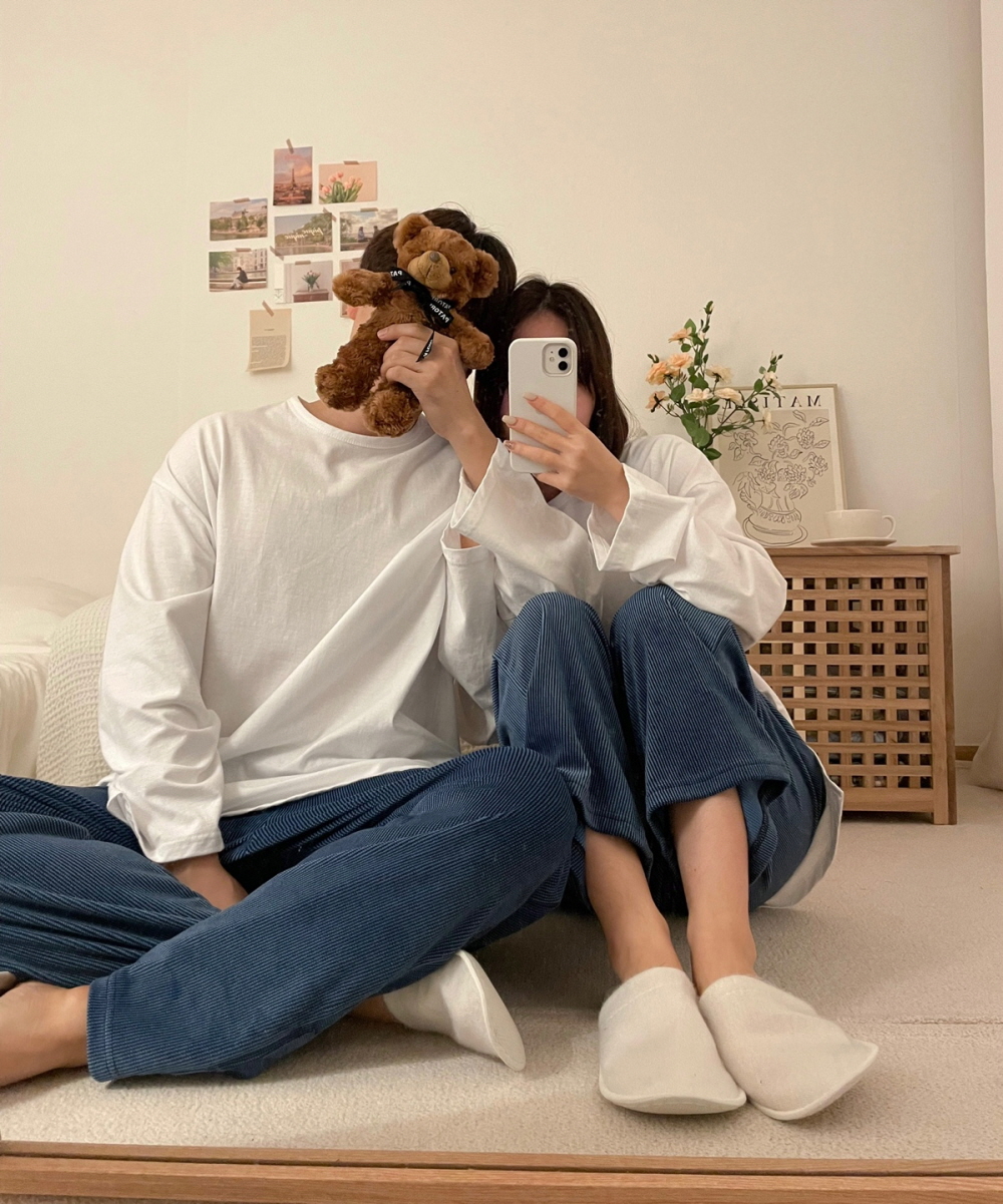 몽글 벨벳 수면바지 커플 잠옷 겨울 빅사이즈 극세사 파자마파티 - 상세 이미지 5