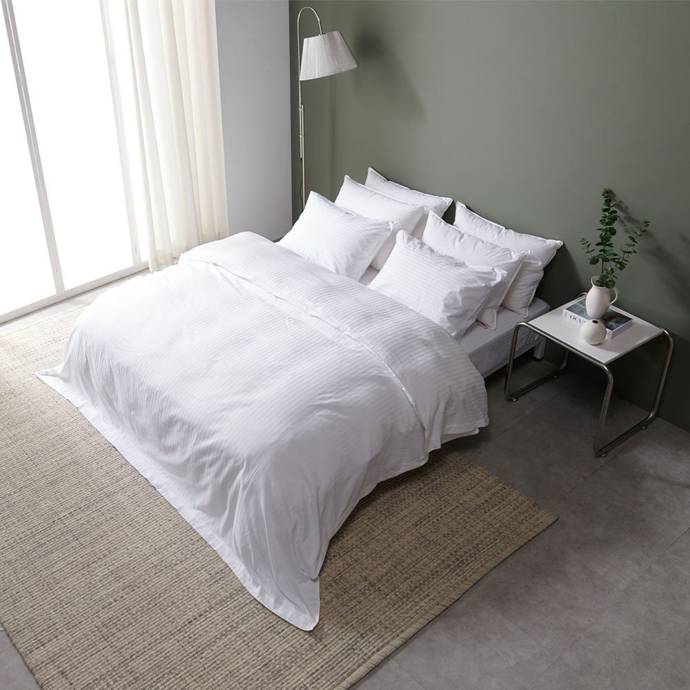 호텔침구 3종이불세트 40수 240T 면50 폴리50 S Q K 1cm스트라이프