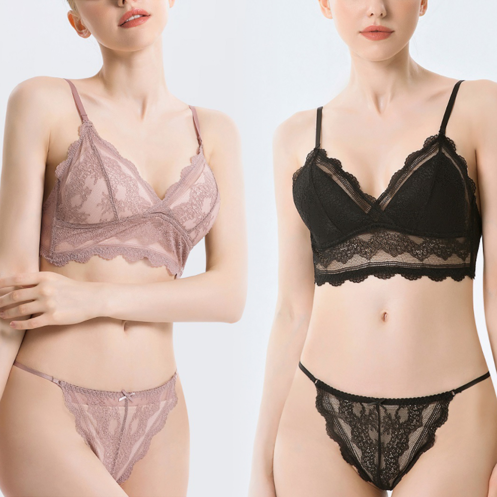 여성 브라 팬티 세트 레이스 노와이어 여자 언더웨어 섹시 속옷 SET 이벤트 기념일 - 상세 이미지 4