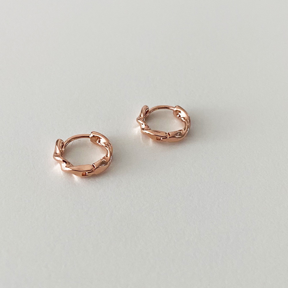 14K 골드필드침 멜리사 꼬임 링 원터치 미니핑크골드 금침귀걸이