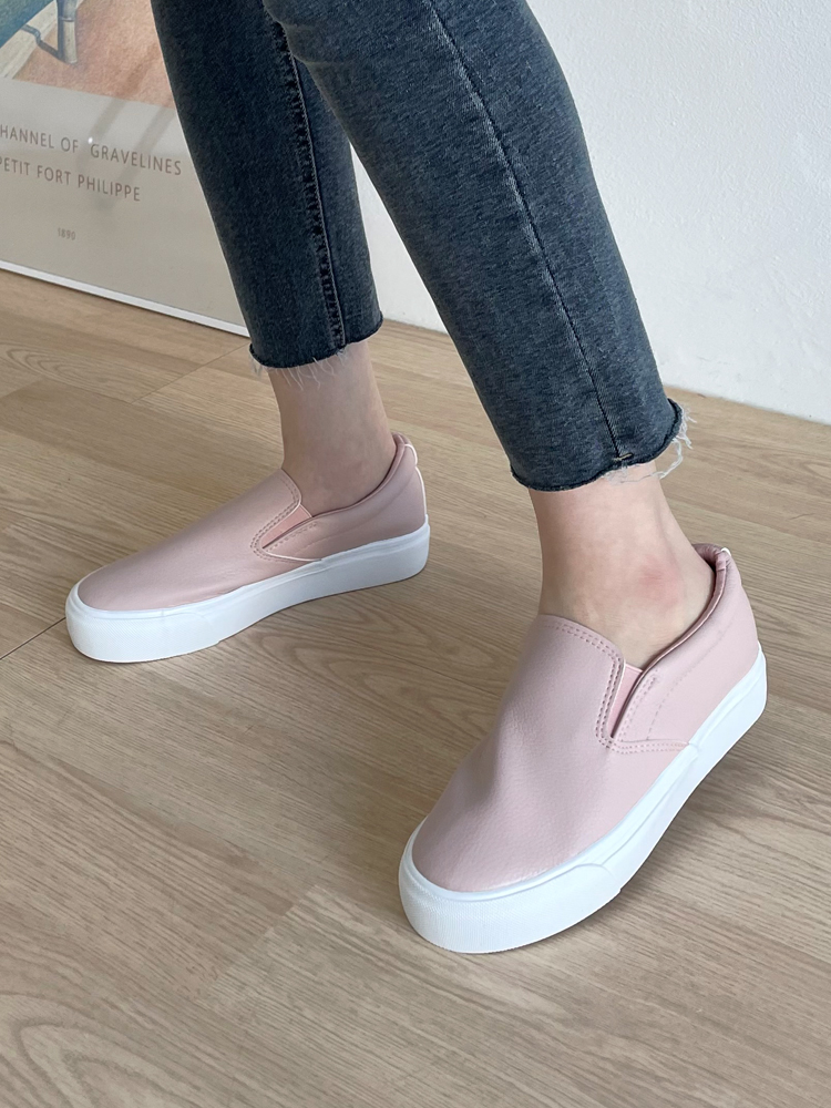소가죽 발편한 쿠션 밴딩 키높이 통굽 슬립온 3cm - 상세 이미지 5