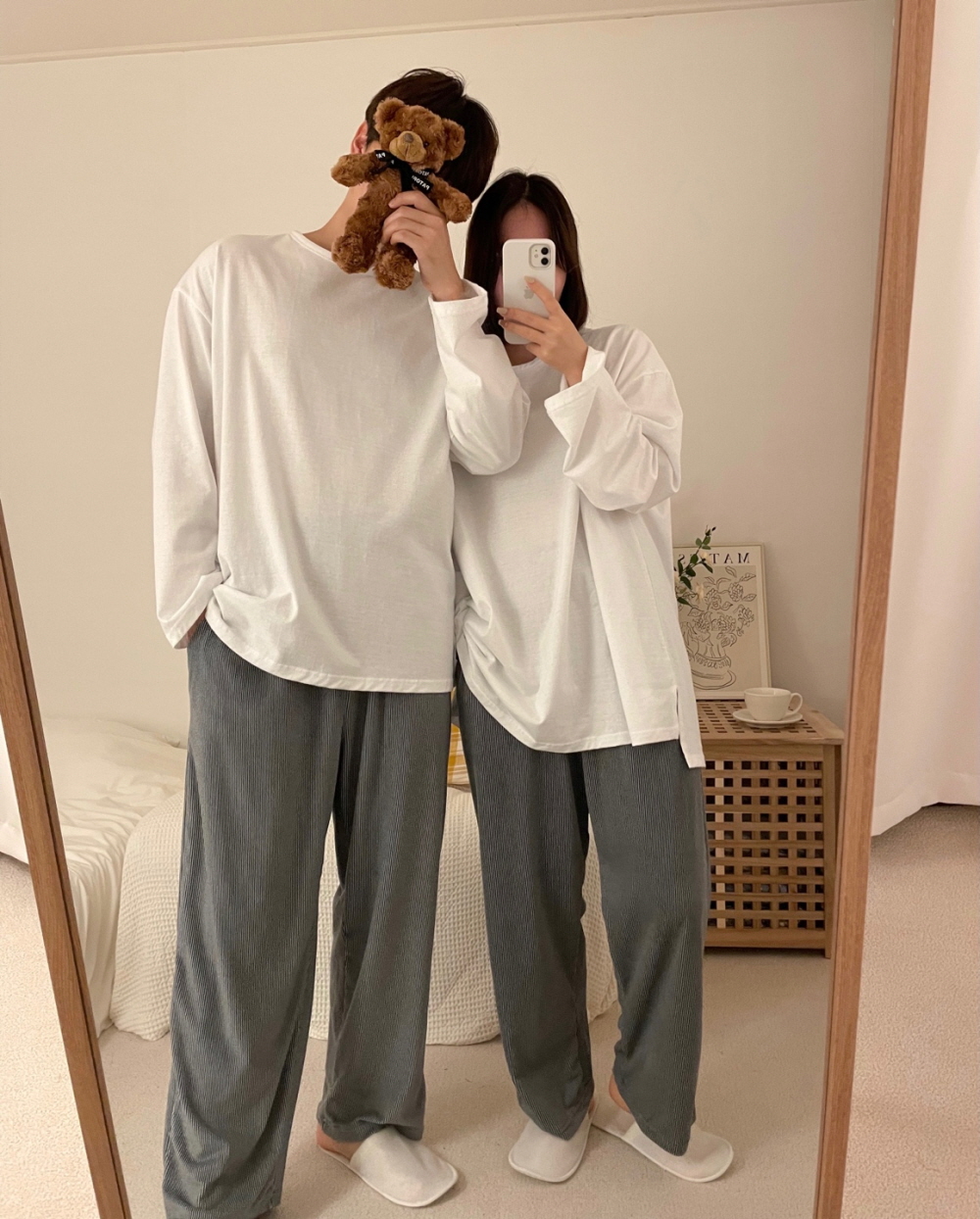몽글 벨벳 수면바지 커플 잠옷 겨울 빅사이즈 극세사 파자마파티 - 상세 이미지 3
