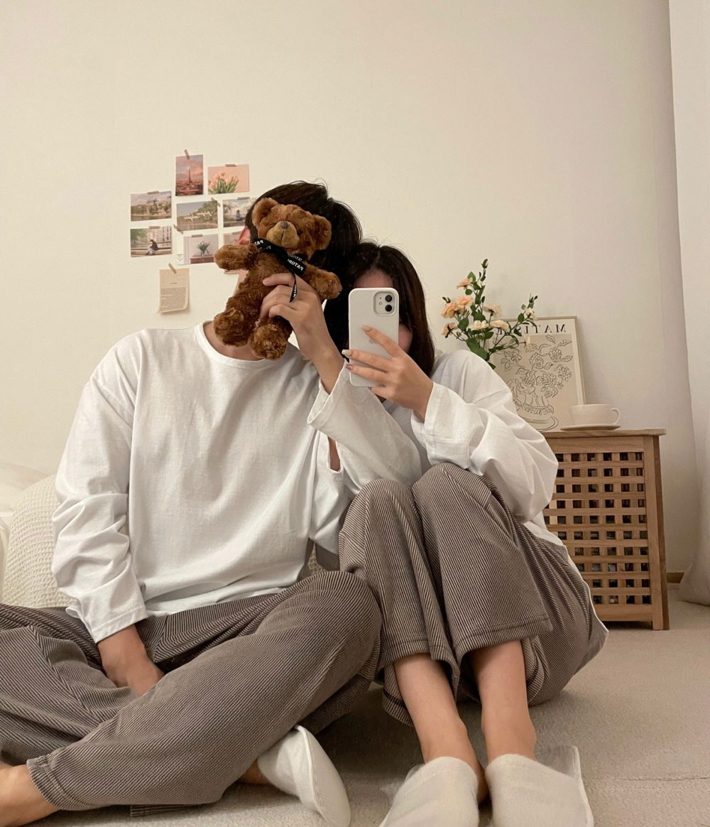 몽글 벨벳 수면바지 커플 잠옷 겨울 빅사이즈 극세사 파자마파티 - 상세 이미지 2