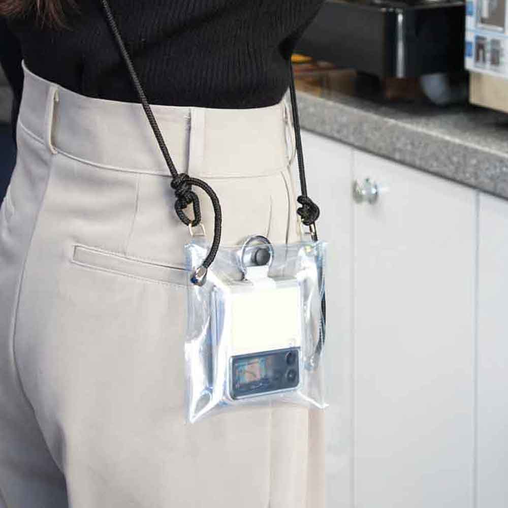 더퍼 갤럭시 Z 플립 3 핸드폰 파우치 목걸이형 스트랩형 투명 케이스