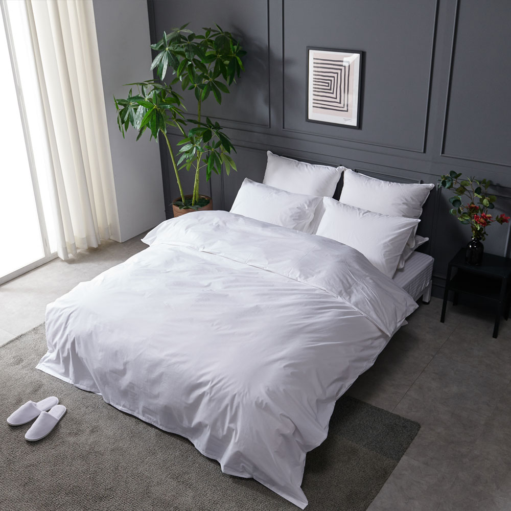 호텔침구 3종(이불커버1개+베게커버2개) 순면 60수 300T 무지화이트 S Q K