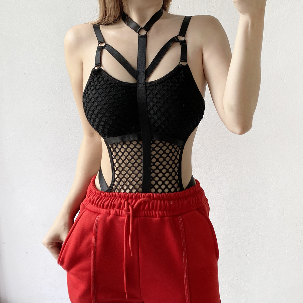 초커넥 시스루 망사 그물 바디프로필 섹시 무대 점프슈트 이너 바디수트 - 상세 이미지 2