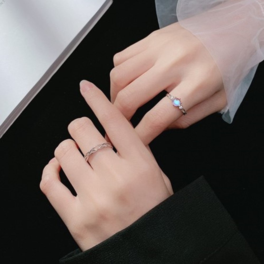 오로라 오팔 큐빅 오픈 실버 925 반지 R051 - 메인 이미지