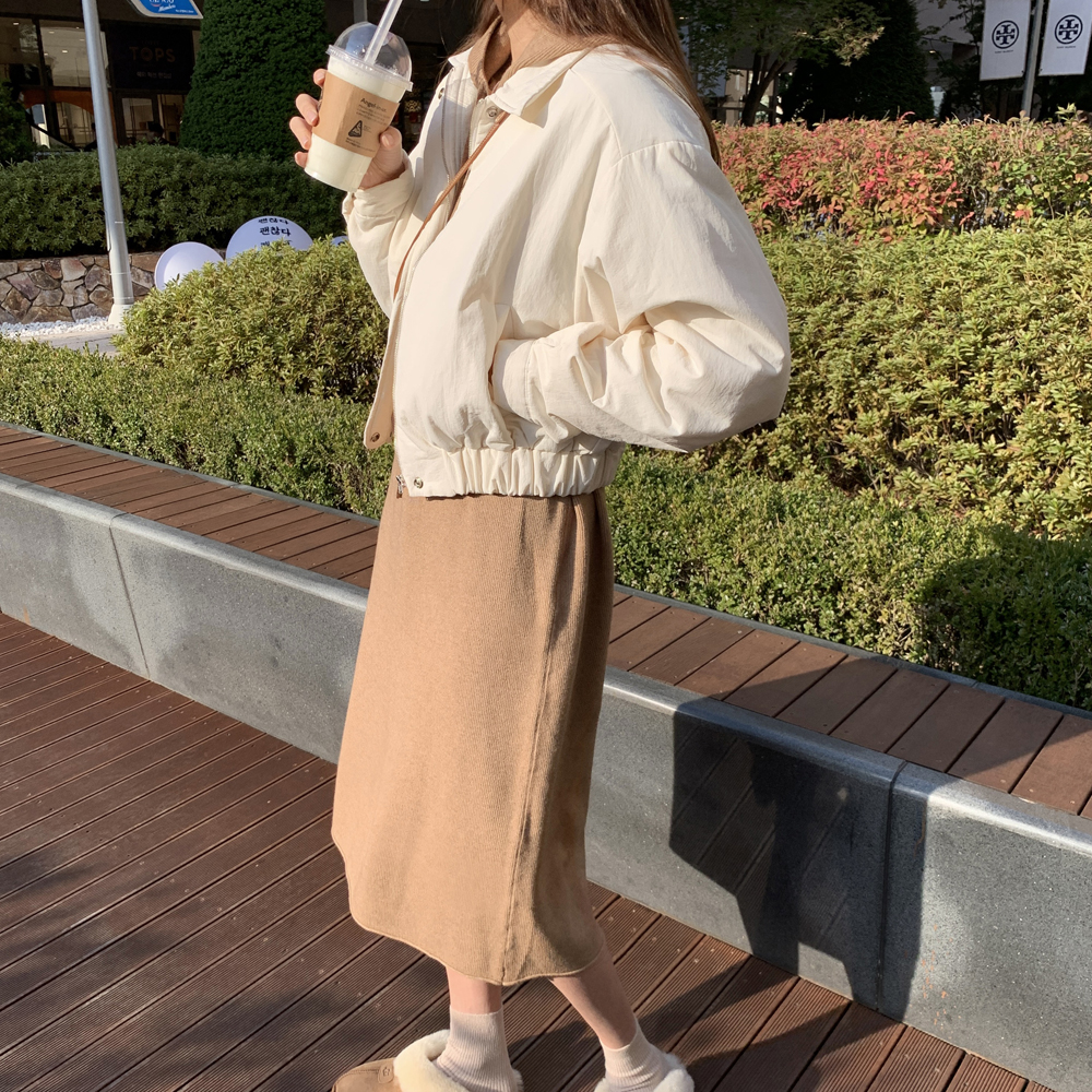 트렌디 오버핏 여자 숏패딩 크롭 항공점퍼 여성블루종 간절기 아우터 우먼봄점퍼 봄아우터 이미지 4